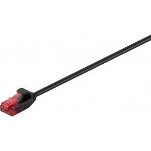 CAT 6 câble de liaison fin, U/UTP, Noir 0.5 m