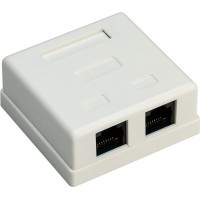 Boîtier de raccordement réseau 2 prise CAT 6, UTP, Blanc 2x prises femelles RJ45 (8P8C)
