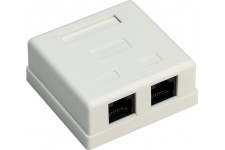 Boîtier de raccordement réseau 2 prise CAT 6, UTP, Blanc 2x prises femelles RJ45 (8P8C)