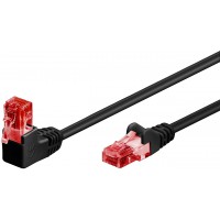 CAT 6 câble de liaison 1x 90° coudé, U/UTP, Noir 0.5 m