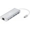 Adaptateur USB-C™ multiport HDMI 4k 30 Hz, USB, CR, RJ45, alimentation électrique, aluminium, argent 