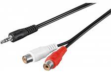 Câble adaptateur audio 3,5 mm  prise mâle vers prise femelle Cinch stéréo 1.5 m