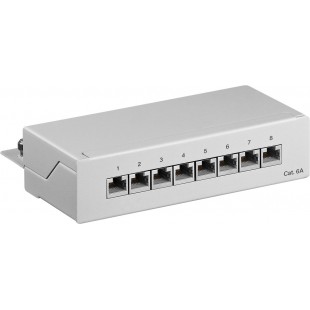 CAT 6a panneau de brassage mini/bureau, 8 ports gris