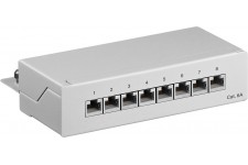 CAT 6a panneau de brassage mini/bureau, 8 ports gris