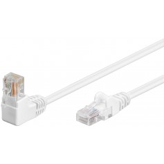 CAT 5e câble de liaison 1x 90° coudé, U/UTP, Blanc 3 m