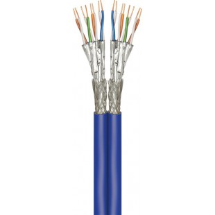 CAT 7A+ câble réseau Duplex, S/FTP (PiMF), Bleu 100 m