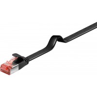 CAT 6 Câble de liaison plat, U/FTP, Noir 0.5 m