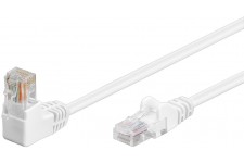 CAT 5e câble de liaison 1x 90° coudé, U/UTP, Blanc 0.25 m