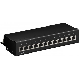 CAT 6 panneau de brassage mini/bureau, 12 ports noir