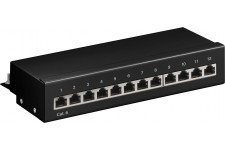 CAT 6 panneau de brassage mini/bureau, 12 ports noir