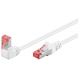 CAT 6 câble de liaison 1x 90° coudé, S/FTP (PiMF), Blanc 1 m