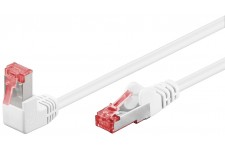 CAT 6 câble de liaison 1x 90° coudé, S/FTP (PiMF), Blanc 1 m