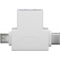 Adaptateur en T USB-A vers USB 2.0 micro-B, USB A 2.0, blanc blanc