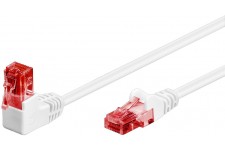 CAT 6 câble de liaison 1x 90° coudé, U/UTP, Blanc 0.25 m