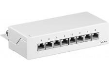 CAT 6a panneau de brassage mini/bureau, 8 ports blanc