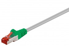 CAT 6 Câble de liaison croisé, S/FTP (PiMF), Gris, Vert 1 m