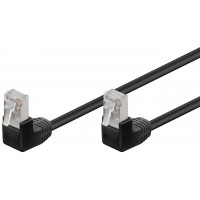 CAT 5e câble de liaison 2x 90° coudés, F/UTP, Noir 2 m