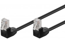 CAT 5e câble de liaison 2x 90° coudés, F/UTP, Noir 2 m