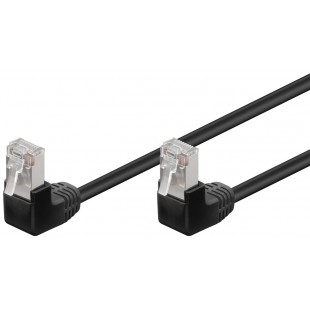 CAT 5e câble de liaison 2x 90° coudés, F/UTP, Noir 5 m