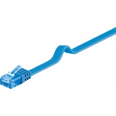 CAT 6A Câble de liaison plat, U/UTP, Bleu 1 m