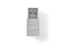 Adaptateur USB | USB 3.2 Gen 1 | USB-A Mâle | USB Type-C ™ femelle | Plaqué nickel | Droit | Aluminium | Argent | Sachet avec Fe