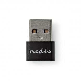Adaptateur USB | USB 2.0 | USB Type-A | USB Type-C ™ femelle | Plaqué nickel | Droit | Métal | Noir | Enveloppe