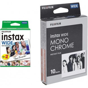 Fujifilm Film - 16385995 - Instax Wide 99 x 62 mm - Compatible Appareil Instax Wide Uniquement - Bipack 10 x 2 Films & Wide Pack