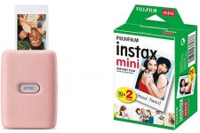 Fujifilm Link Imprimante pour Smartphone Rose foncé & Twin Films pour Instax Mini - 86 x 54 mm - 10 Feuilles x 2 Paquets 20 Feu