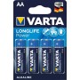 Varta LR06/AA 1.5V BL/4 Longlife Power Pile Jetable Bleu