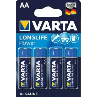 Varta LR06/AA 1.5V BL/4 Longlife Power Pile Jetable Bleu