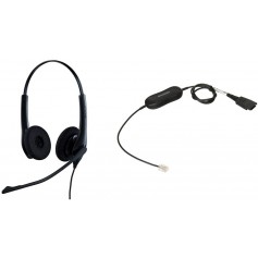 Jabra Biz 1500 - Casque Stereo Supra-auriculaire Quick Disconnect - Casque Filaire avec Microphone & GN GN1200 Netcom Smart Cord