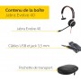 Jabra Evolve 40 MS Mono Casque audio - Casque certifié Microsoft pour VoIP Softphone avec annulation passive du bruit - Câble US