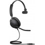Jabra Evolve2 40 Casque PC Mono Ecouteurs Certifié UC à Réduction du Bruit avec Technologie d'Appel à 3 Microphones - Câble USB-