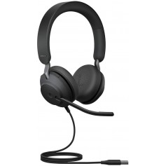 Jabra Evolve2 40 Casque PC Stereo Ecouteurs Certifié Microsoft Teams à Réduction du Bruit avec Technologie d'Appel à 3 Microphon