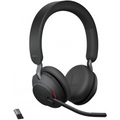 Jabra Evolve2 65 Casque PC Sans Fil - Casque Audio Certifié UC avec Annulation du Bruit et Batterie Longue Durée - Adaptateur Bl