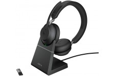 Jabra Evolve2 65 Casque PC Sans Fil avec Station de Charge - Casque Audio Certifié Microsoft Teams avec Batterie Longue Durée - 