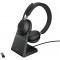 Jabra Evolve2 65 Casque PC Sans Fil avec Station de Charge - Casque Audio Certifié UC Anti-Bruit avec Batterie Longue Durée - Ad