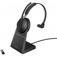 Jabra Evolve2 65 Casque PC sans Fil avec Station de Charge - Casque Mono Ecouteur Certifié Microsoft Teams avec Batterie Longue 