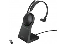 Jabra Evolve2 65 Casque PC sans Fil avec Station de Charge - Casque Mono Ecouteur Certifié Microsoft Teams avec Batterie Longue 