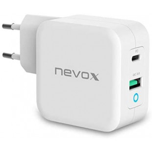 Nevox 65W USB - C Power Delivery (PD) + QC3.0 Chargeur GaN, Blanc