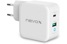 Nevox 65W USB - C Power Delivery (PD) + QC3.0 Chargeur GaN, Blanc