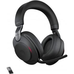 Jabra Evolve2 85 Casque PC Sans Fil - Casque Audio certifié UC avec Réduction du Bruit et Batterie Longue Durée - Adaptateur Blu