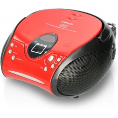Lenco SCD-24 Radio FM Stéréo avec Lecteur CD Rouge/Noir