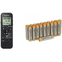 Sony ICD-PX370 Dictaphone numérique 4GB avec slot micro SD Noir & Amazon Basics Lot de 20 piles alcalines Type AAA 1,5 V 1340 mA