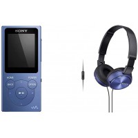Sony NWE394L.CEW 8 Go Walkman Lecteur MP3 avec Radio FM - Bleu & MDR-ZX310APL Casque Pliable avec Microphone - Bleu