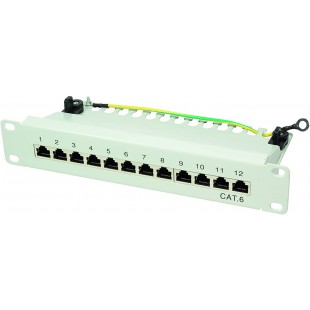 LogiLink Panneau de brassage 12 ports Cat6 RJ45 25,4 cm (10") Blindage intégral Gris (Import Allemagne)