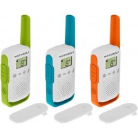 Motorola Talkie-walkie portée de 4 km Blanc avec Contours Orange/Vert/Bleu, TLKR T42 Trio