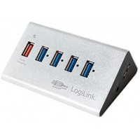 Concentrateur Logilink UA0227 Noir avec 4 ports USB + 1 port charge rapide - Entrée 12V USB3.0