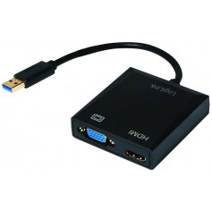 LogiLink Adaptateur USB 3.0 vers VGA + HDMI Schwarz
