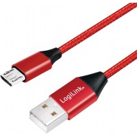 LogiLink Câble de Connexion USB 2.0 Type A vers Micro-USB Rouge 0,3 m